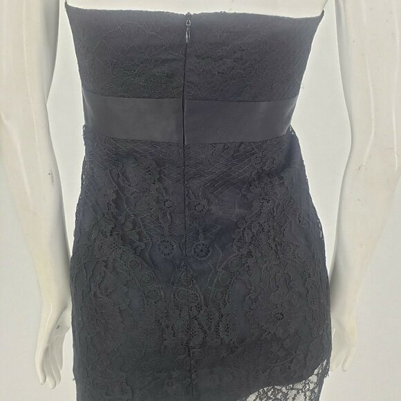 Nanette Lepore Black Lace Bustier Top Womens 8 Strapless Corset Blouse - Picture 4 of 7